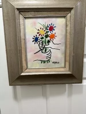 Framed Reproduction “BOUQUET” After Picasso Enamel On Copper Painting By Max Kap • $1695.75