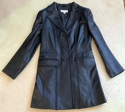 QUEENSPARK Black Mid Length Genuine Leather Jacket (Size 8) • $179