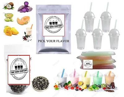 Boba Bubble Tea Kit DIY Makes 10+ Drinks Cups Straws Boba Included Free Sticker • $24.99