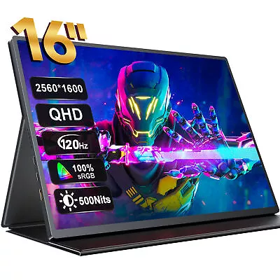 $299.99 • Buy 2K 120Hz 16  Portable Monitor 2560*1600 Gaming Screen Freesync HDMI Dual Type C