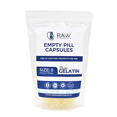 Empty Gelatin Clear Capsules Size 0 Halal Certified Kosher Gluten Gel 1000ct • $8.50