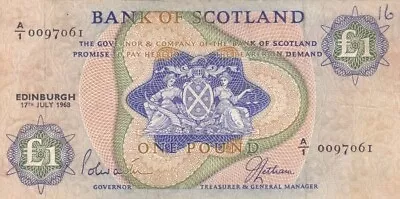 #Bank Of Scotland 1 Pound 1968 P-109 AVF Edinburgh • £5.50