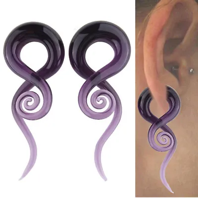 £4.79 • Buy Women Snail Spiral Glass Hook Taper Ear Plug Earring Expander Stretcher Nice