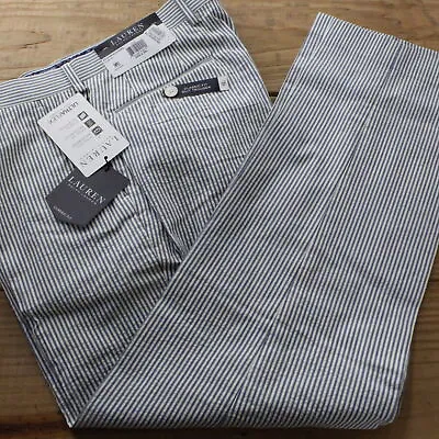 New Lauren Ralph Lauren Blue White Seersucker Cotton Men's Dress Pants 34x29 DE3 • $34.99