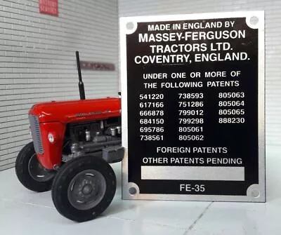 Massey Ferguson Standard FE35 35 35X Tractor Commission Plate 16 Patent 1958-64 • $28.28