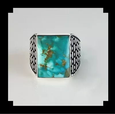 Men's Sterling And Blue Ridge Turquoise Ring Size 12 1/4 • $256