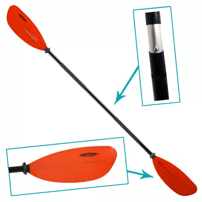 Conwy Kayak Paddle Red 2 Piece Lightweight Floating Asymmetrical Aluminium Canoe • £22.99