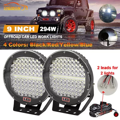 2X 9 Inch 294W LED Driving Lights Round Spot Lights Offroad 4x4 Car Work Lamp • $24.19