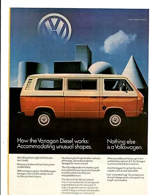 1982 Print Ad Volkswagen Vanagon Diesel Works Accomodating Unusual Shapes • $24.99
