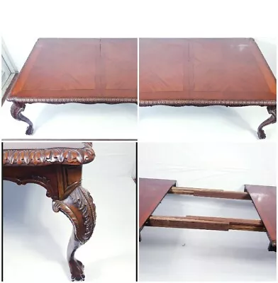Large Antique Mahogan Corved Claw Feet Extending Dining Table -Seats 6 - 8(RARE) • $7460.10