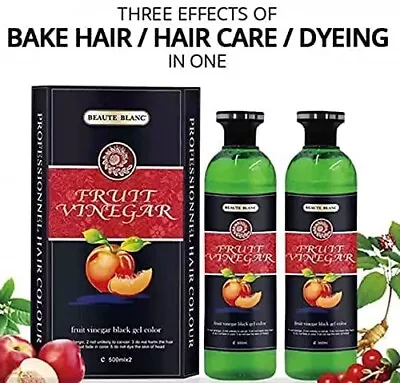 BEAUTE BLANC Fruit Vinegar Gel Hair Color Natural Black Color Dye 500ml X 2 • £42.85