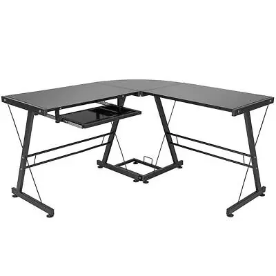 L Corner Computer Gaming Office Desk Home Writing Study Table With Glass Top • $88.99