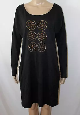 Megan Park Gray Wool Dress Beaded Pockets Long Sleeves M UK 0 • $55.99