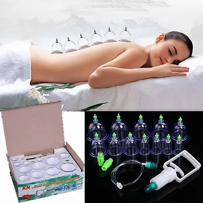 $13.69 • Buy 12 Cups Chinese Cupping Set Vacuum Suction Cups For Pain Relief Physical Therapy