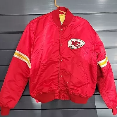 Kansas City Chiefs Starter Jacket Mens Large Red Snap Embroidered Swift Kelce • $114.99