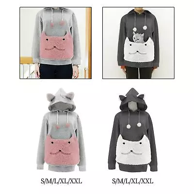 Pet Hoodie Sweatshirt Cartoon Fleece Tops Animal Ears Hooded Big Pouch Hoodie • £20.05