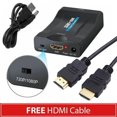 SCART To HDMI Converter Audio Video Adapter With HDMI Cable SCART DVD For HD TV • £9.44