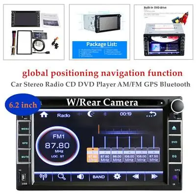 6.2  2 Din GPS  Car Stereo Radio CD DVD Player Bluetooth USB/TF/FM W/Rear Camera • $193.47