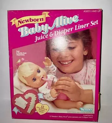 Vintage Kenner Newborn Baby Alive Doll Juice N Diaper Liner Refill Drink Wet Mib • $25