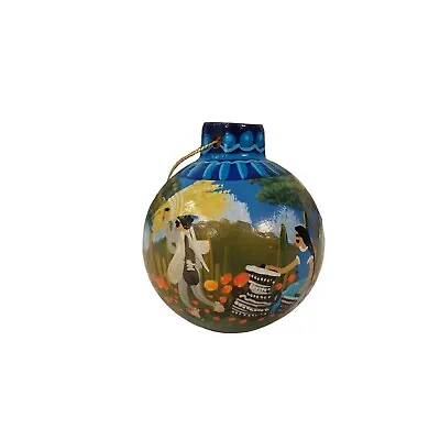 Vintage Hand Painted Mexican Redware Clay Pottery Christmas Ornament Isidoro • $15.30