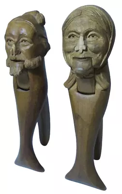 NUTCRACKER BEARDED MAN  & OLD WOMAN CARVED WOOD German Black Forest 🏅 • $19.99