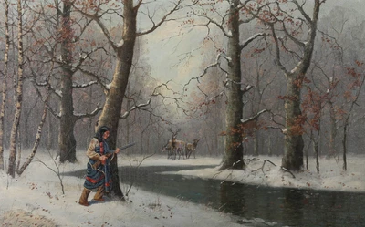 £391 • Buy Manner Of Louis Benton Akin - Native American Mid 20th Century Oil, On The Hunt