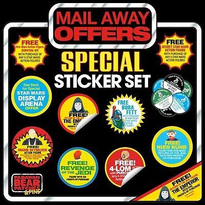 Set Of 11 STAR WARS Vintage Style Mail Away Figure Offer Logo Vinyl Stickers • $15