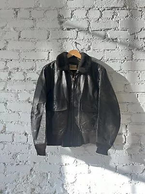 Vintage Intermediate Type G-1 Military Flyers Brown Leather Jacket Mens Size 38 • $125