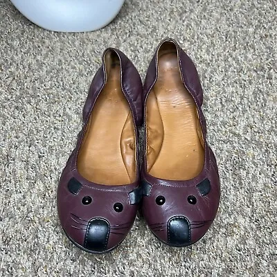 Marc Jacobs Mouse Flats In Burgandy Size 38.5 • $80