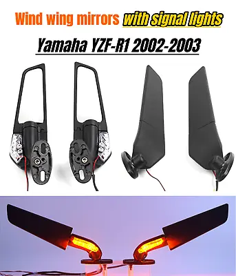 Motorcycle LED Turn Signal Lights Wind Wing Mirrors For Yamaha YZF-R1 2002 2003  • $45.50