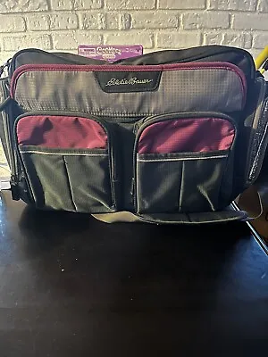 Eddie Bauer Pink And Grey Diaper Bag Lots Of Storage And Compartments • $28