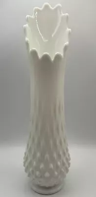 Fenton Hobnail White Milk Glass Swung Vase 12 Finger Pedestal Vintage MCM 11.75  • $31.05