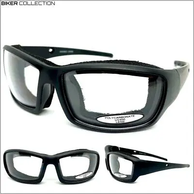 MOTORCYCLE Day Riding Padded Safety Protective SUN GLASSES GOGGLES Clear Lens • $14.99