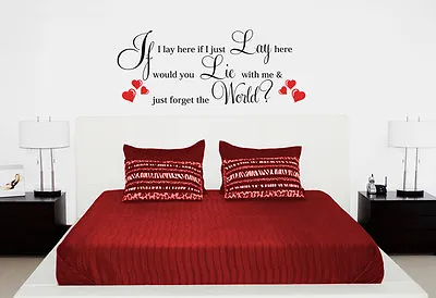 IF I Lay Here Snow Patrol  Song Vinyl  Large Red Heart  Art Quote Wall Sticker • £11.99