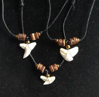 Genuine Large Shark Tooth Surf Necklace Black Raw Authentic With Slipknot Cord • £7.05