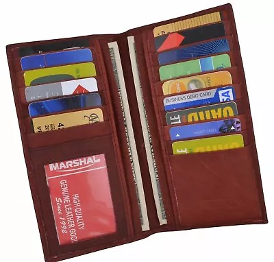 New Men's Leather Long Wallet Pockets ID Card Clutch Bifold Purse Marshal • $17.99