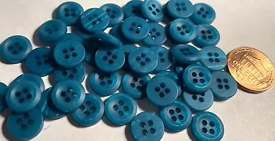 12 Small Matte But Pearlized Teal Blue Plastic Buttons 7/16  11mm 12925 • $4.49