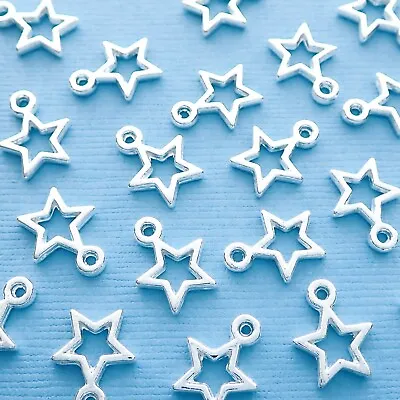 £2.10 • Buy 20 Silver Plated Open Star Charms Pendant Jewellery Making