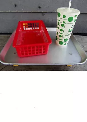 VINTAGE TRACO DRIVE-IN CAR HOP TRAY W/ THE SPOT LOGO - Includes Red Basket & Cup • $125