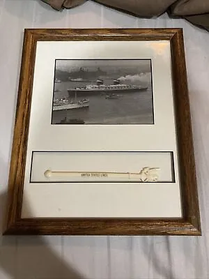 S.S. United States Preservation Society Ocean Liner Framed Drink Stirrer Photo • $49