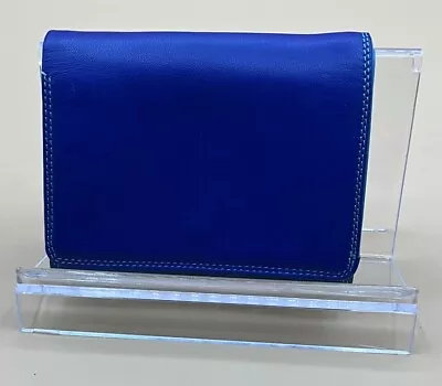 Sleek Beautiful Mywalit X Jams World Multicolored Blue Small Zip Leather Wallet • $45