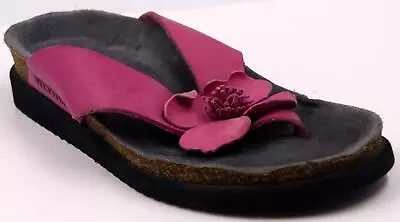 Mephisto Violette  Womens Pink Flower Leather Flip Flop Thong Sandals Sz 37/7 M • $31.30