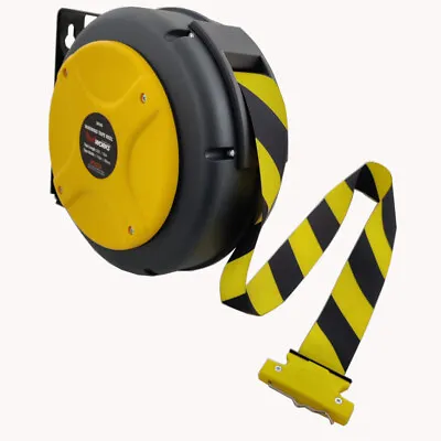Retractable Barrier Reel Wall Mounted Safety Barrier Belt Yellow & Black 16m • £79.99