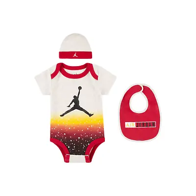 $17.99 • Buy 3 Pc Nike Air Jordan Baby Boys Outfit, 0-6 Months, Red, Hat, Bib, Gift B60 MP