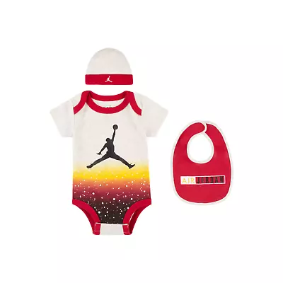 $17.99 • Buy 3 Pc Nike Air Jordan Baby Boys Outfit, 0-6 Months, Red, Hat, Bib, Gift B60 MP