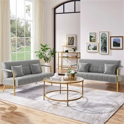2 Seater Modern Sofa Small Velvet Fabric Loveseat Futon For Bedroom Living Room • £119.99
