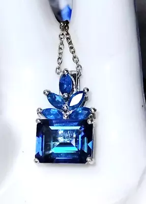 Mystic Blue Topaz And Neon Blue Apatite Pendant With 18  Chain  Stunning • $19