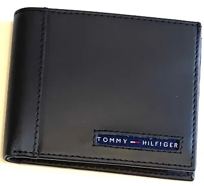 £25.99 • Buy Tommy Hilfiger Men's Leather RFID With Cambridge Pass-Case ID Wallet Navy
