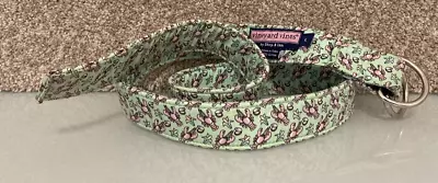 Vineyard Vines Adult Size Large Green Lobster Print Double D Ring Belt 43 Length • $19.99