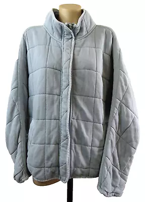 Decjuba Womens Blue Quilted Jacket Coat Casual Pockets Bomber Style | Size 12 M • $19.95